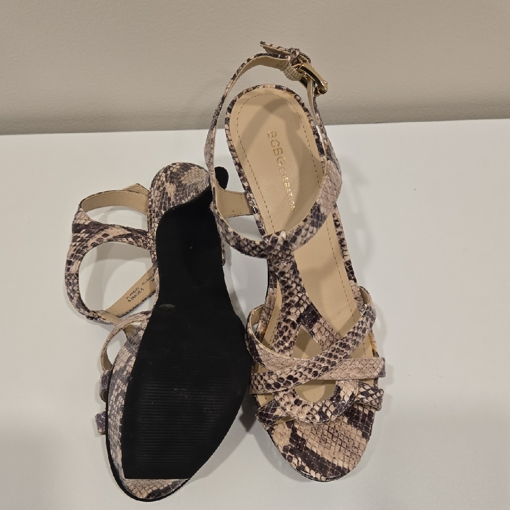 BCBGeneration Snakeskin Strappy Heels **NWOT** - Picture 5 of 9
